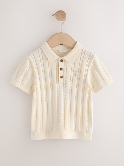 Dsiney Kidz - Ecru Cable Knit Polo Shirt (3mths-7yrs) image 1