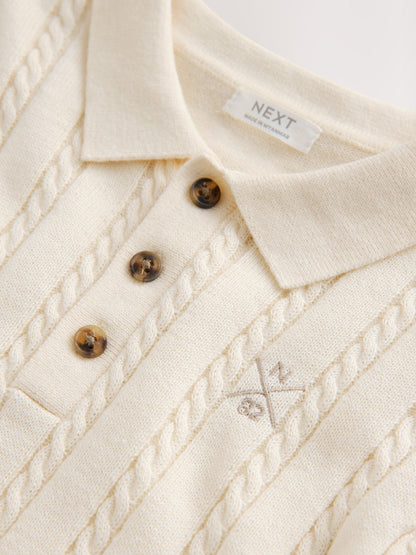 Dsiney Kidz - Ecru Cable Knit Polo Shirt (3mths-7yrs) image 4