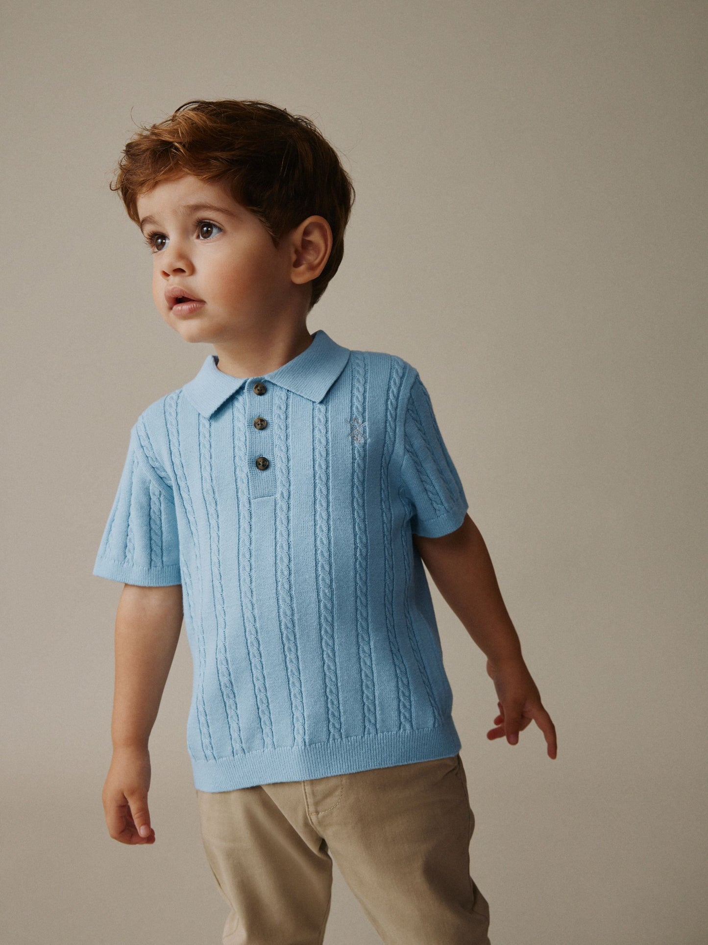 Dsiney Kidz - Blue Cable Knit Polo Shirt (3mths-7yrs) image 1