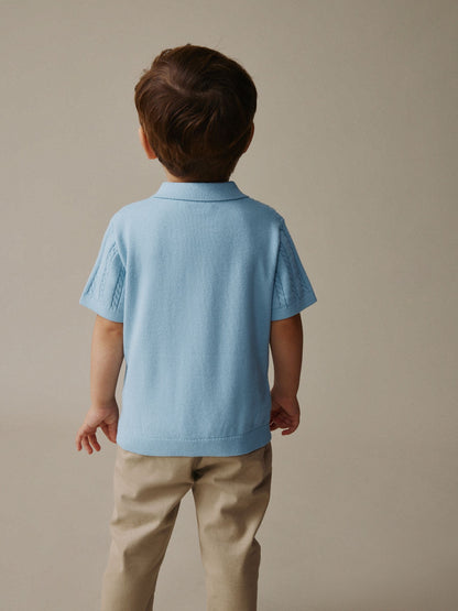 Dsiney Kidz - Blue Cable Knit Polo Shirt (3mths-7yrs) image 3