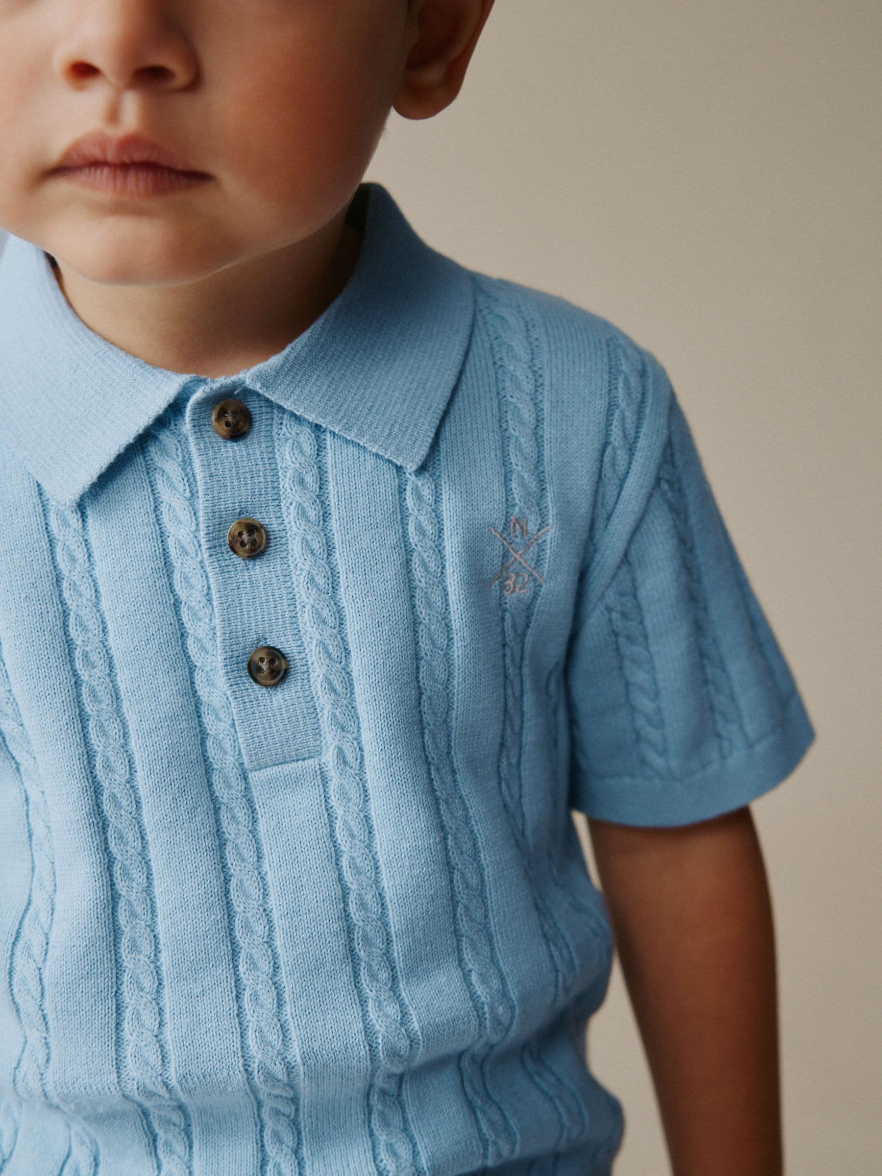 Dsiney Kidz - Blue Cable Knit Polo Shirt (3mths-7yrs) image 4