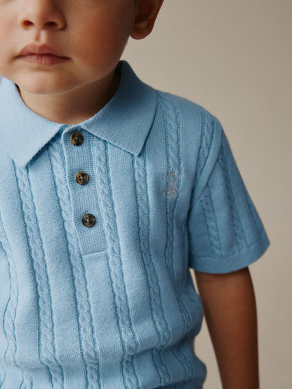 Dsiney Kidz - Blue Cable Knit Polo Shirt (3mths-7yrs) image 4