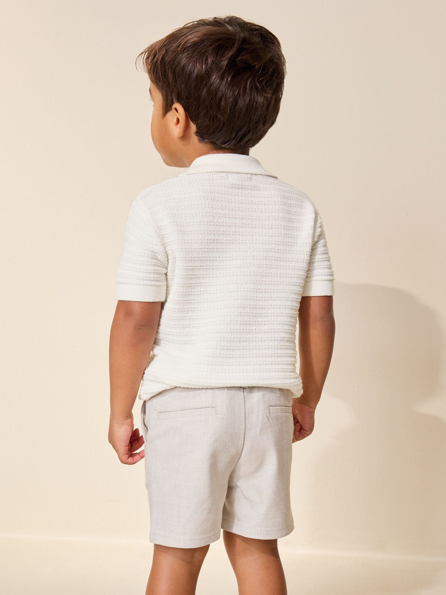Dsiney Kidz - Ecru Revere Collar Short Sleeve Knitted Polo Shirt (3mths-7yrs) image 3