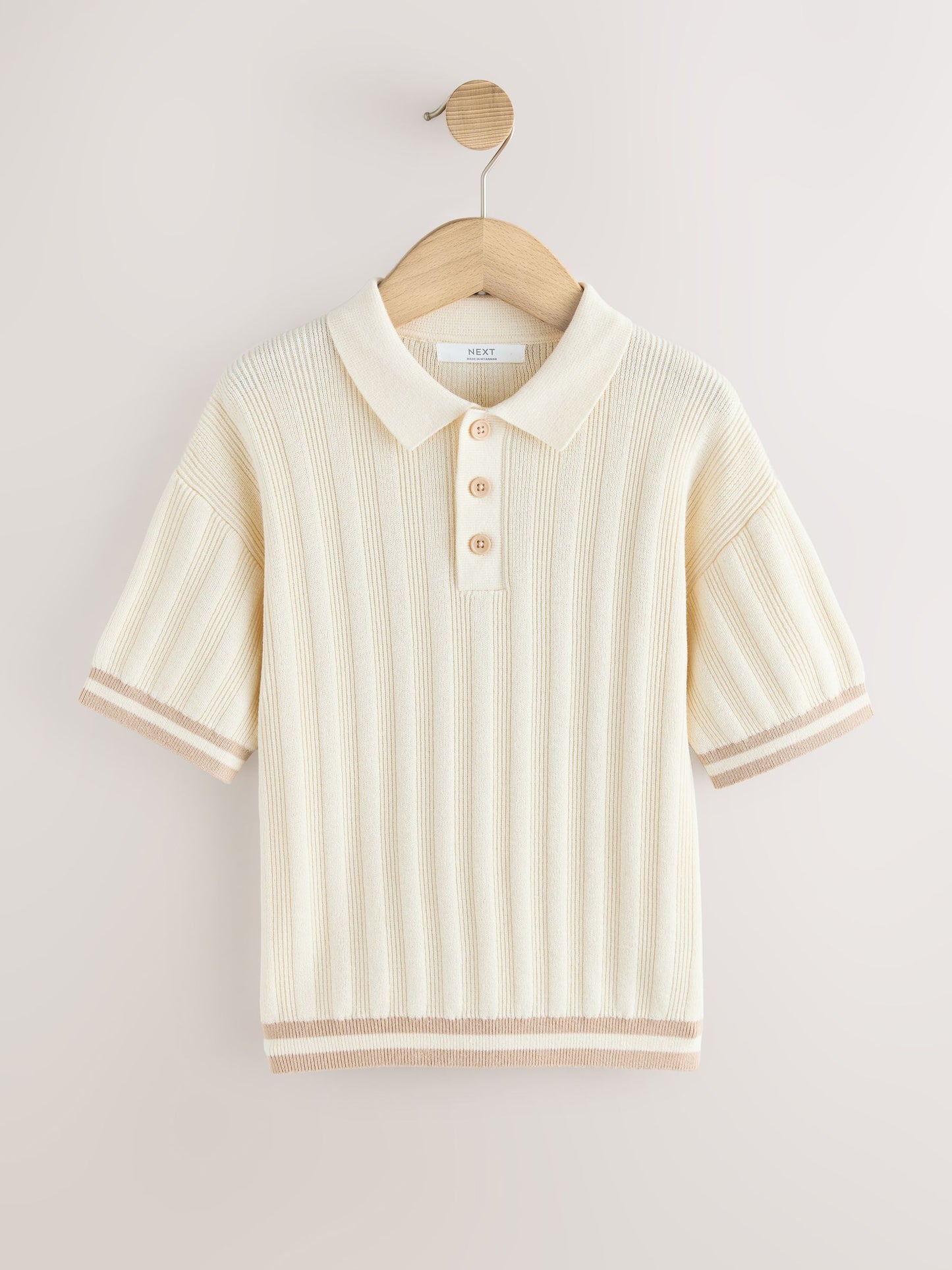 Dsiney Kidz - Ecru Button Neck Knitted Polo Shirt (3-16yrs) image 1