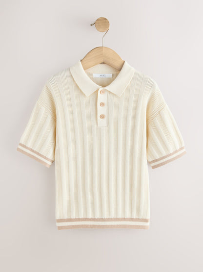Dsiney Kidz - Ecru Button Neck Knitted Polo Shirt (3-16yrs) image 1