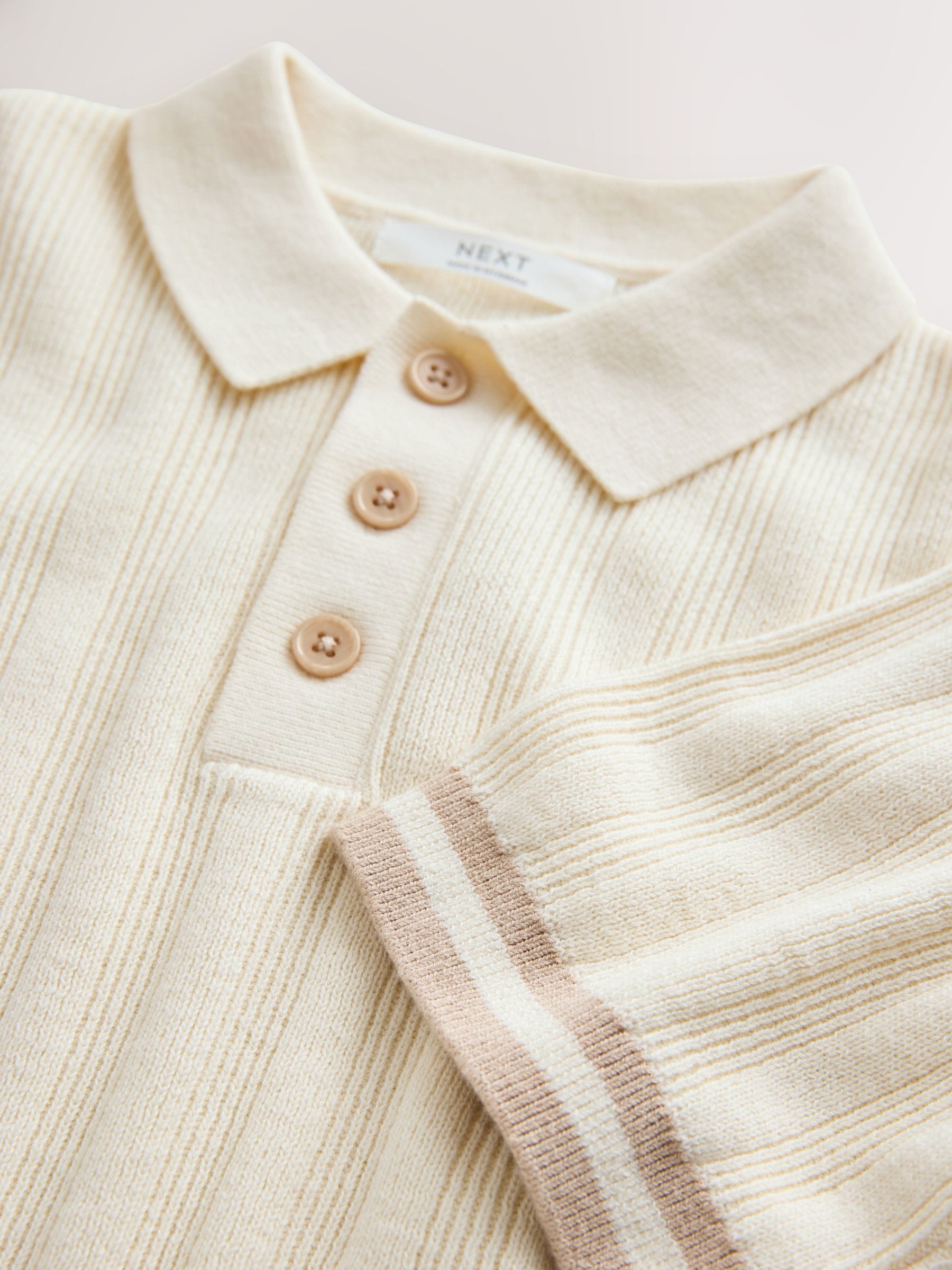 Dsiney Kidz - Ecru Button Neck Knitted Polo Shirt (3-16yrs) image 3