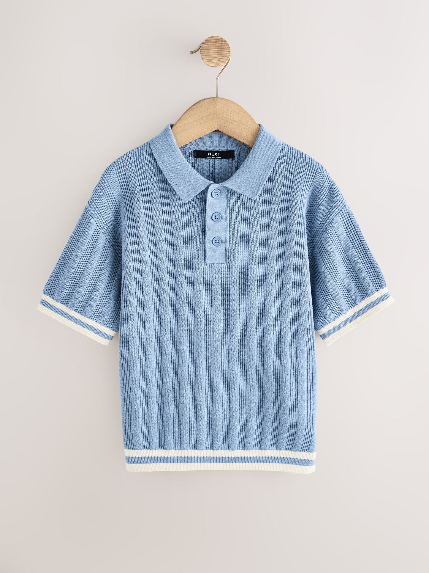 Dsiney Kidz - Blue Button Neck Knitted Polo Shirt (3-16yrs) image 4