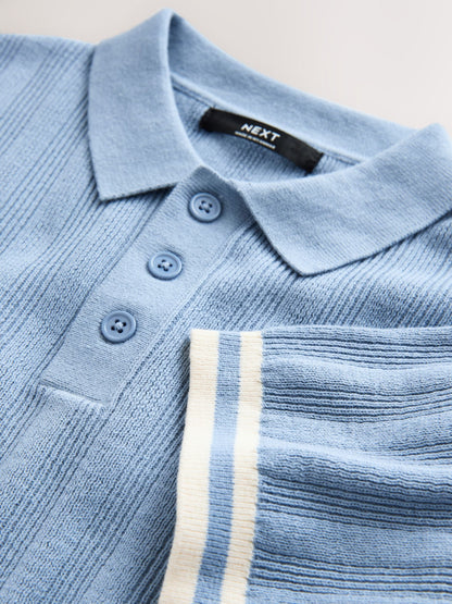 Dsiney Kidz - Blue Button Neck Knitted Polo Shirt (3-16yrs) image 6