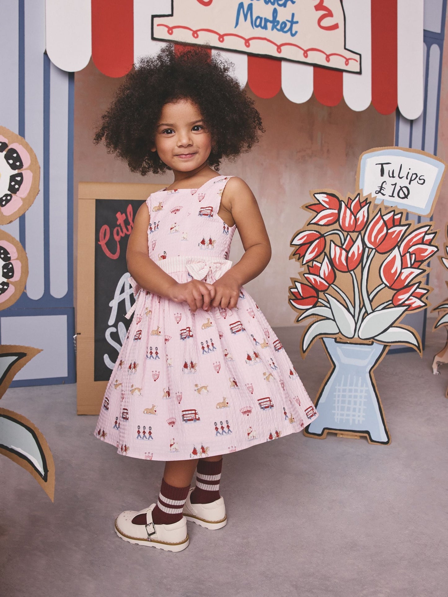 Cath Kidston Pink London Print Bow Front Prom Dress (3mths-8yrs) image 3