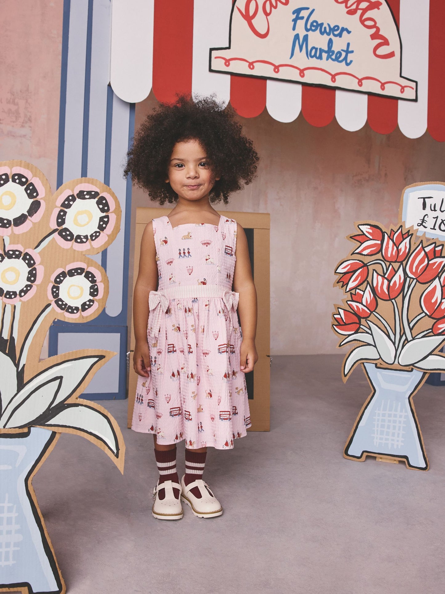 Cath Kidston Pink London Print Bow Front Prom Dress (3mths-8yrs) image 4