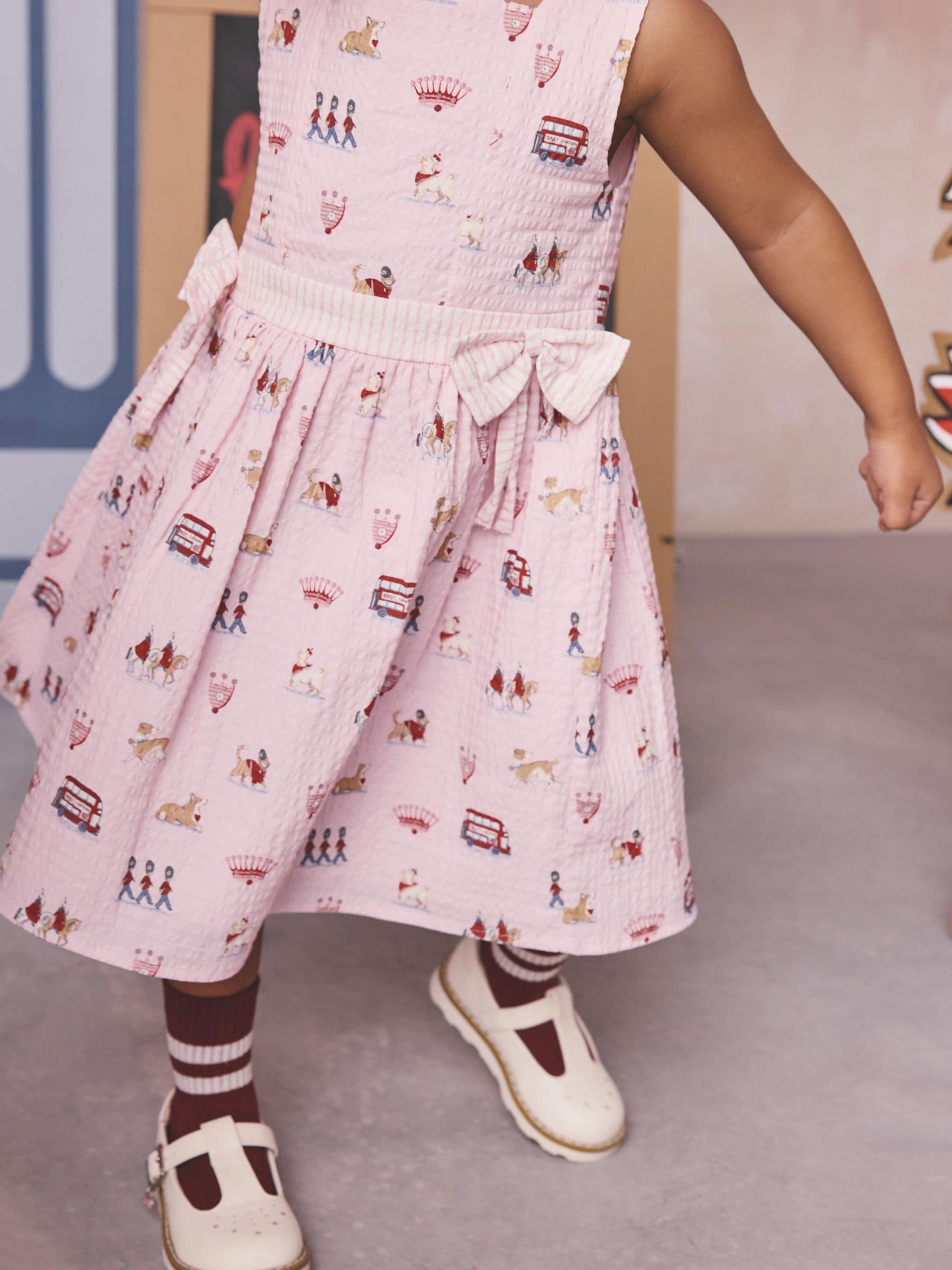 Cath Kidston Pink London Print Bow Front Prom Dress (3mths-8yrs) image 5