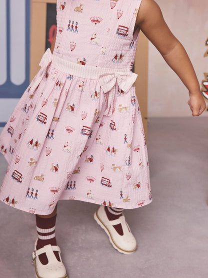 Cath Kidston Pink London Print Bow Front Prom Dress (3mths-8yrs) image 5
