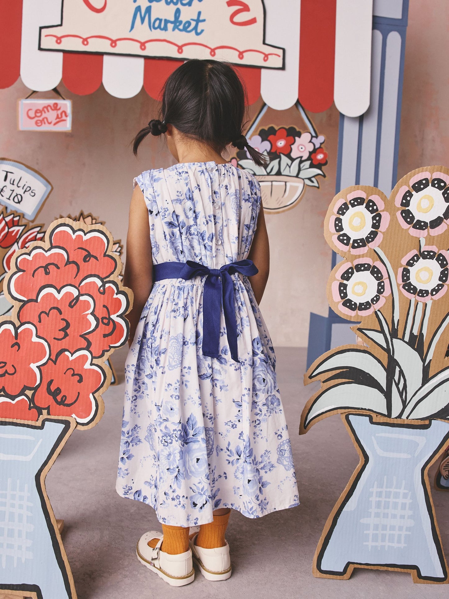Cath Kidston Blue Floral Sleeveless Prom Dress (3mths-8yrs) image 3