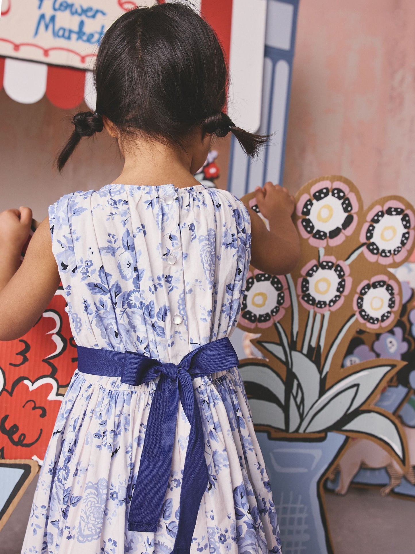 Cath Kidston Blue Floral Sleeveless Prom Dress (3mths-8yrs) image 4