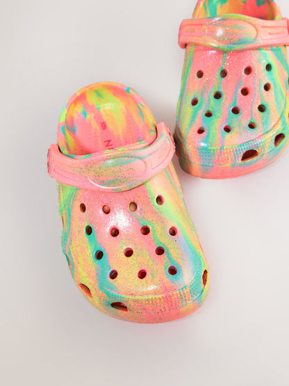 Pink Marble Glitter Clogs image 4