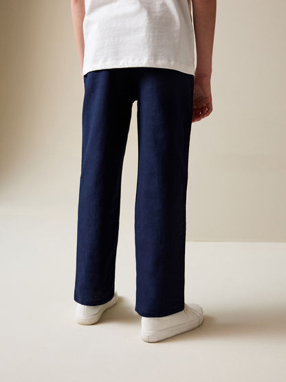 Dsiney Kidz - Navy Linen Blend Pull On Trousers (3-16yrs) image 3