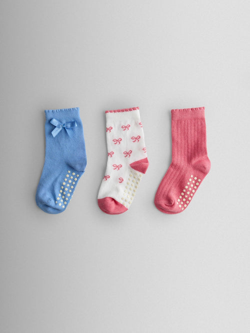 JoJo Maman Bébé Pink Bow 3-Pack Socks image 1