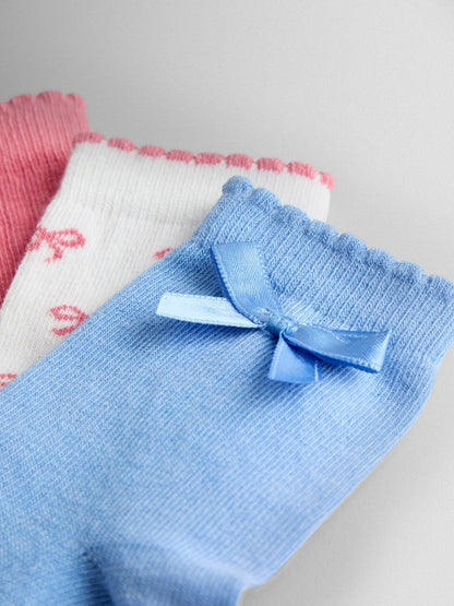 JoJo Maman Bébé Pink Bow 3-Pack Socks image 2