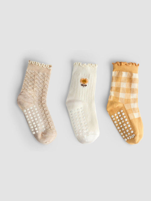 JoJo Maman Bébé Mustard Sunflower 3-Pack Socks image 1