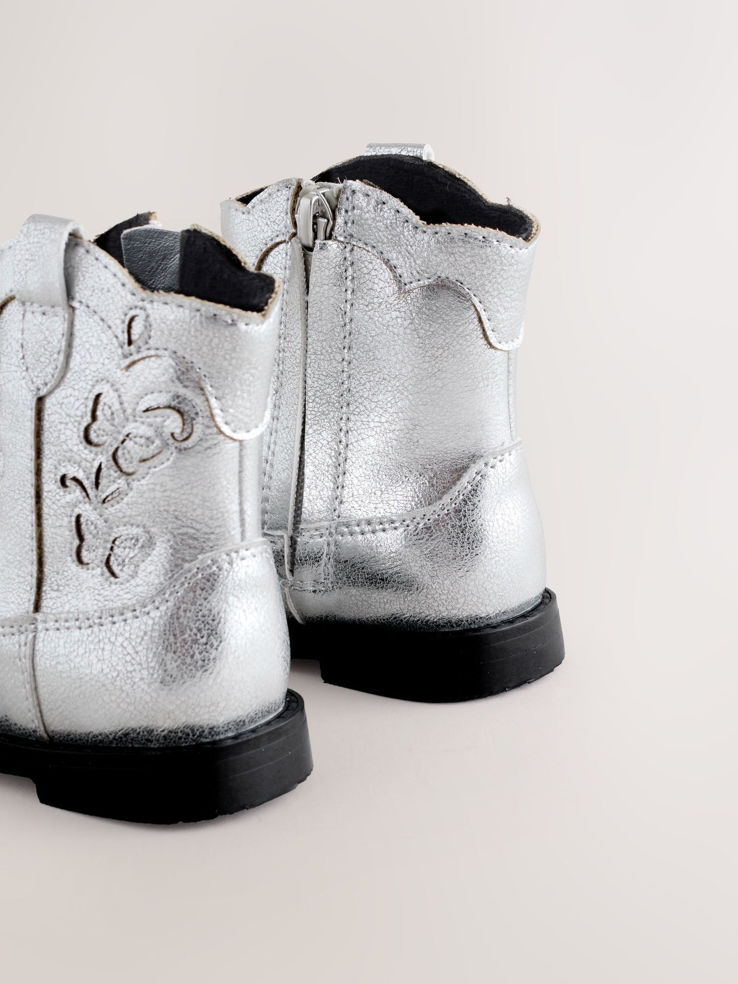 Silver Metallic Western Cowboy Ankle Boots image 3