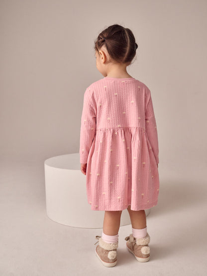 Pink Bunny Long Sleeve Embellished Dress (3mths-7yrs)