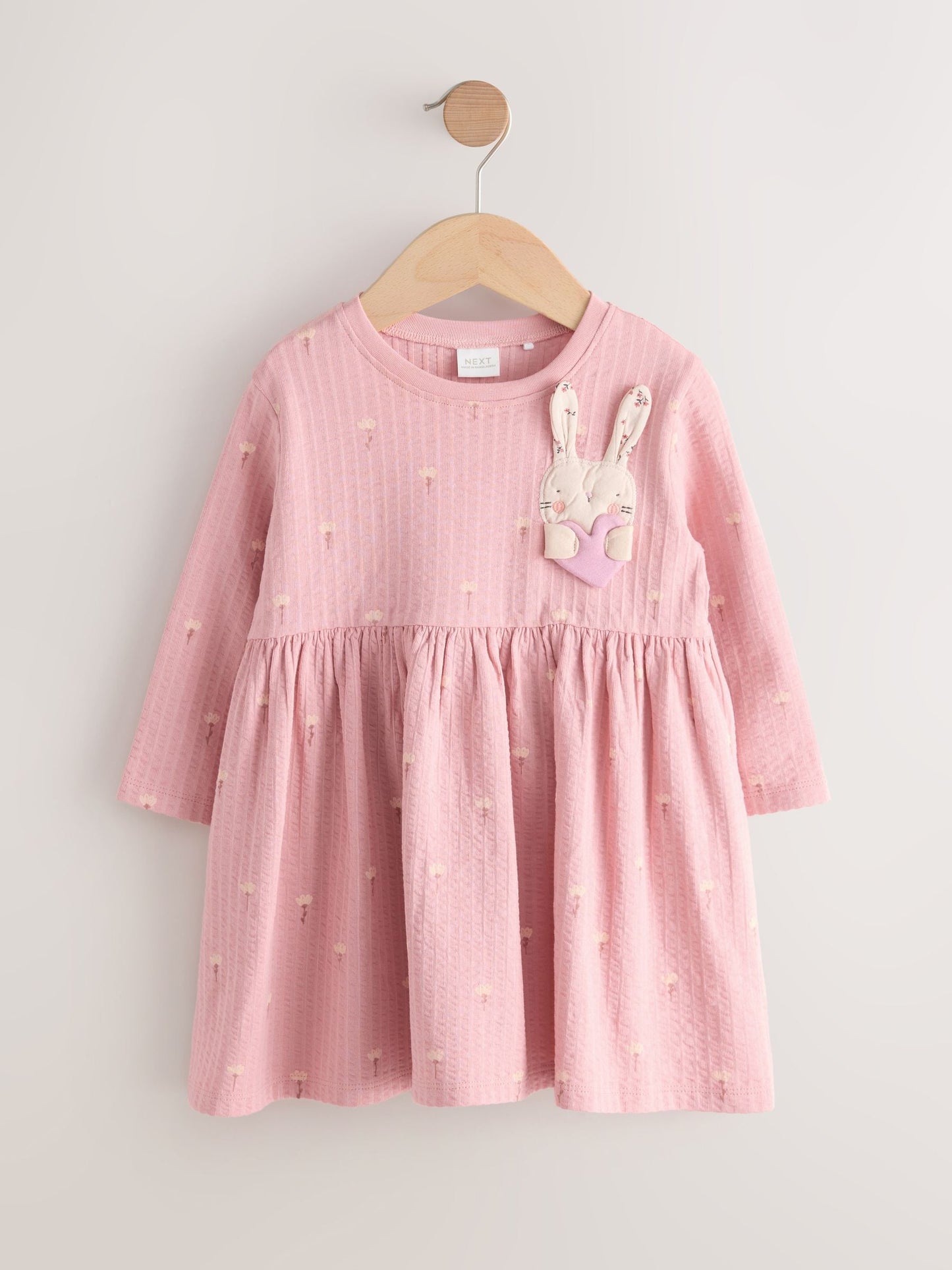 Pink Bunny Long Sleeve Embellished Dress (3mths-7yrs)