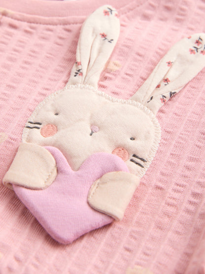 Pink Bunny Long Sleeve Embellished Dress (3mths-7yrs)