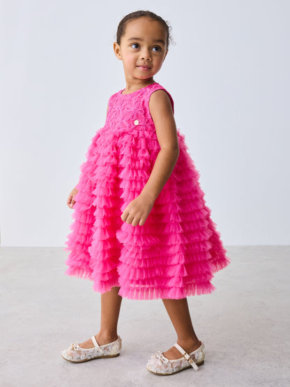 Baker by Ted Baker Hot Pink 3D Textured Mesh Dress image 1