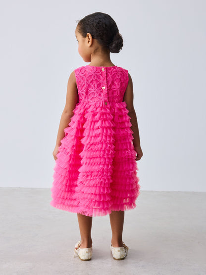 Baker by Ted Baker Hot Pink 3D Textured Mesh Dress image 3