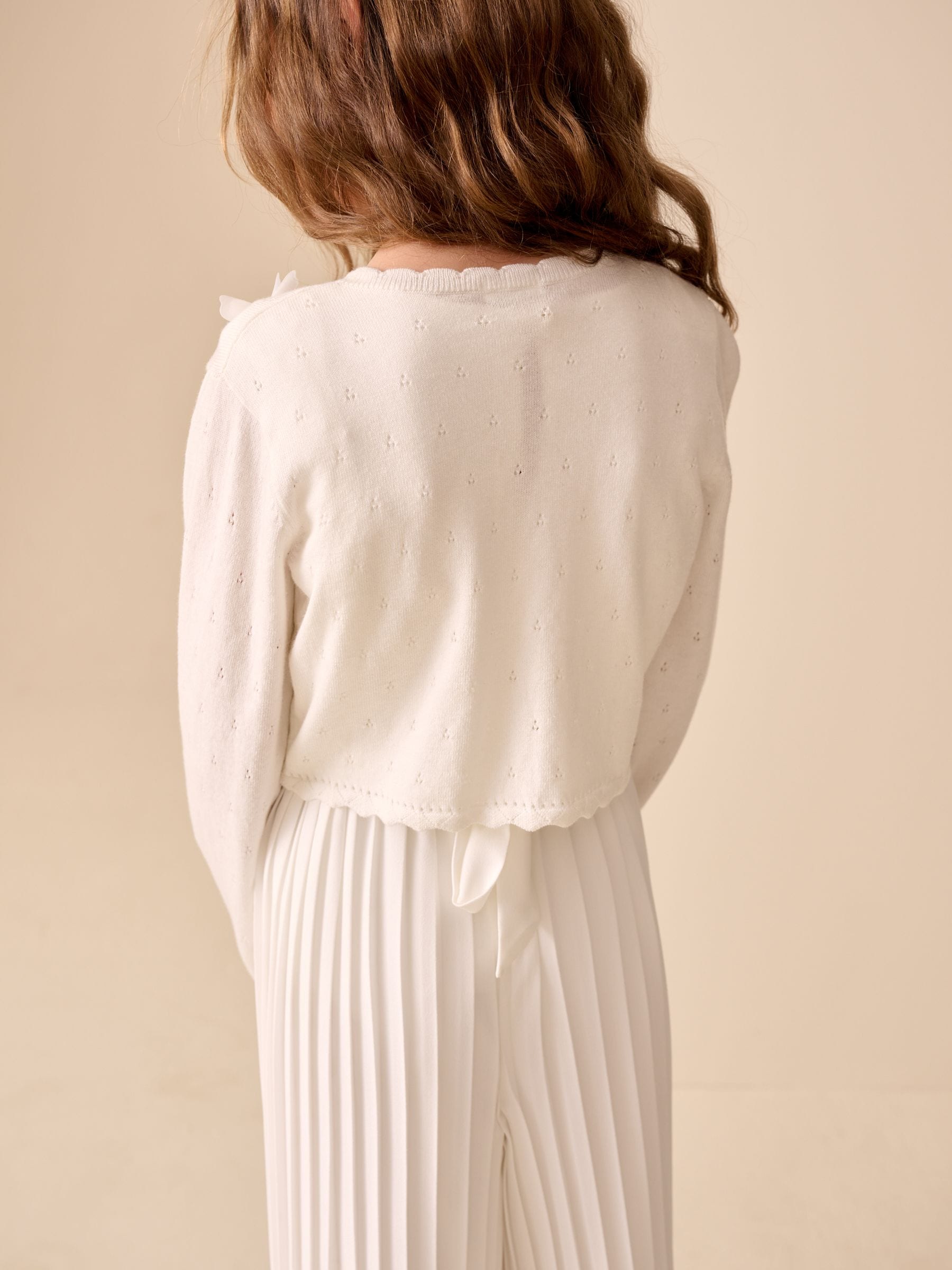 Dsiney Kidz - White Occasion Bridesmaid Knitted Butterfly Pointelle Cardigan Shrug (3-16yrs) image 3