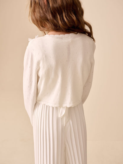Dsiney Kidz - White Occasion Bridesmaid Knitted Butterfly Pointelle Cardigan Shrug (3-16yrs) image 3