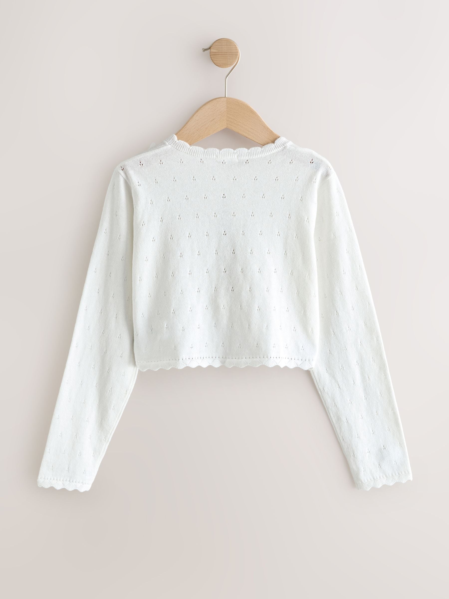 Dsiney Kidz - White Occasion Bridesmaid Knitted Butterfly Pointelle Cardigan Shrug (3-16yrs) image 6