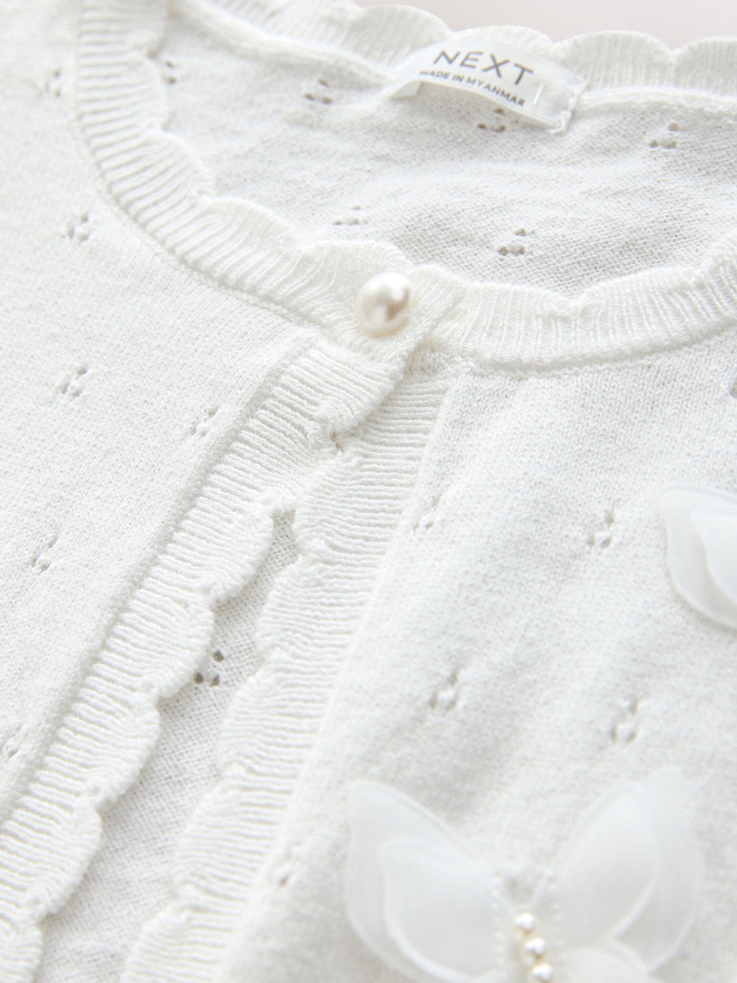 Dsiney Kidz - White Occasion Bridesmaid Knitted Butterfly Pointelle Cardigan Shrug (3-16yrs) image 7