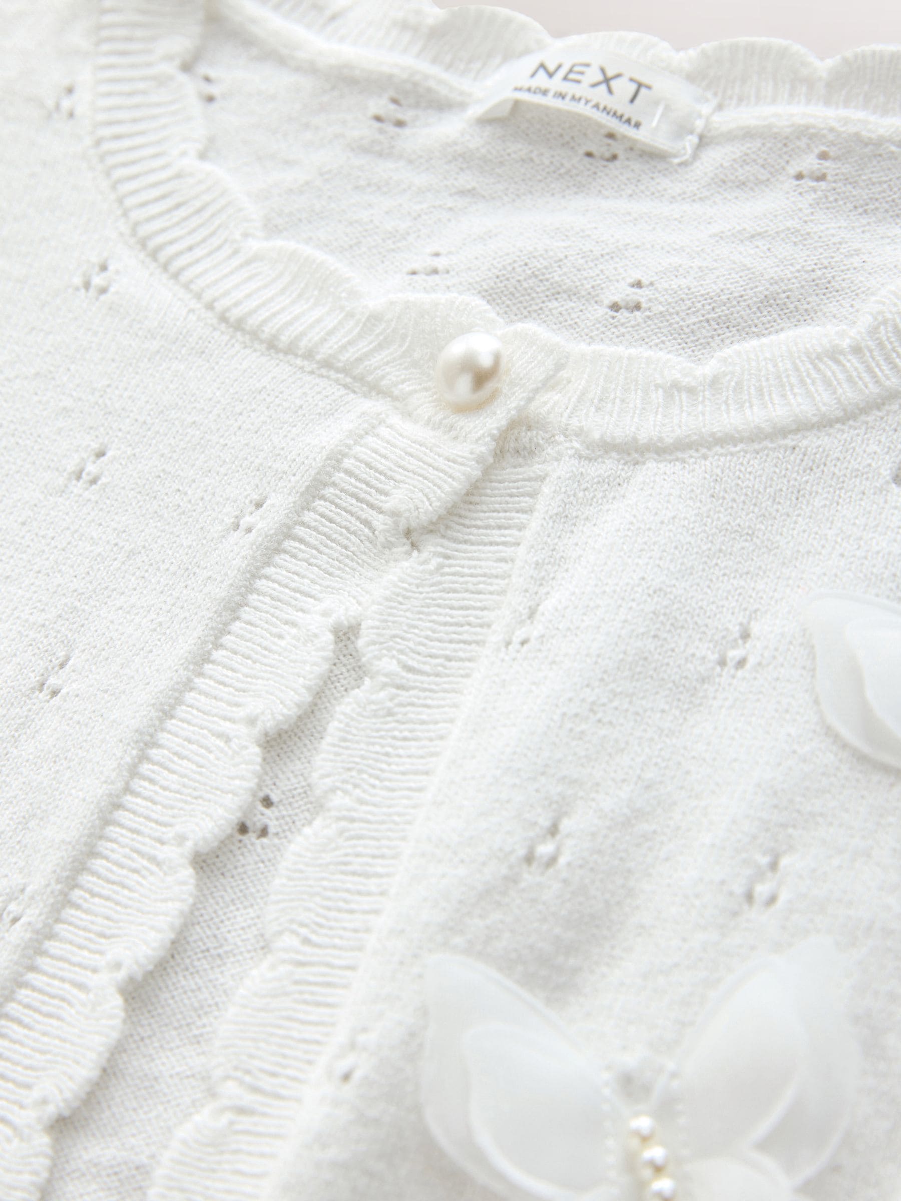 Dsiney Kidz - White Occasion Bridesmaid Knitted Butterfly Pointelle Cardigan Shrug (3-16yrs) image 7
