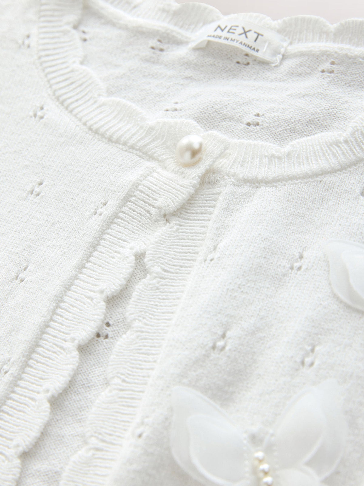 Dsiney Kidz - White Occasion Bridesmaid Knitted Butterfly Pointelle Cardigan Shrug (3-16yrs) image 7
