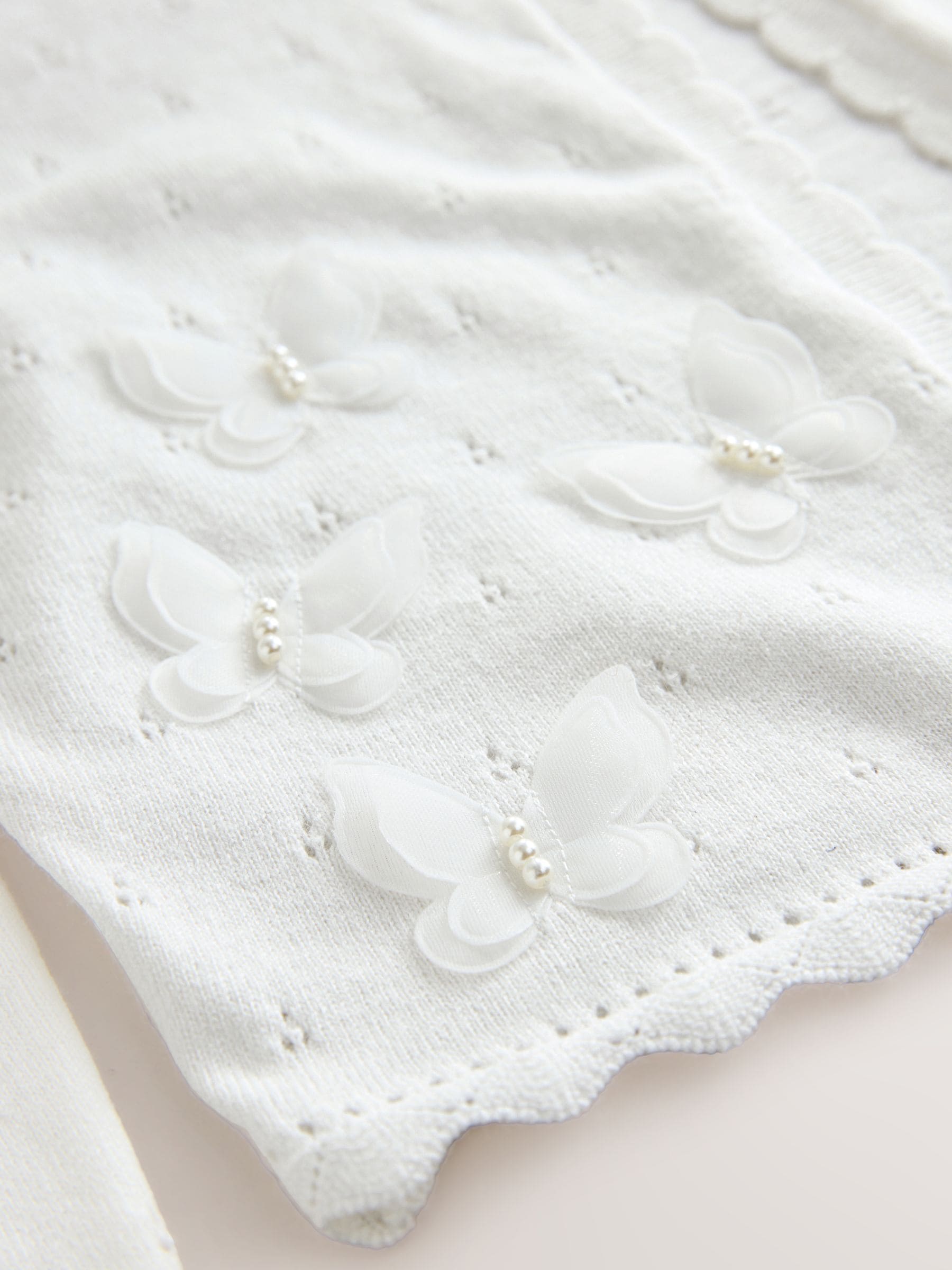 Dsiney Kidz - White Occasion Bridesmaid Knitted Butterfly Pointelle Cardigan Shrug (3-16yrs) image 8