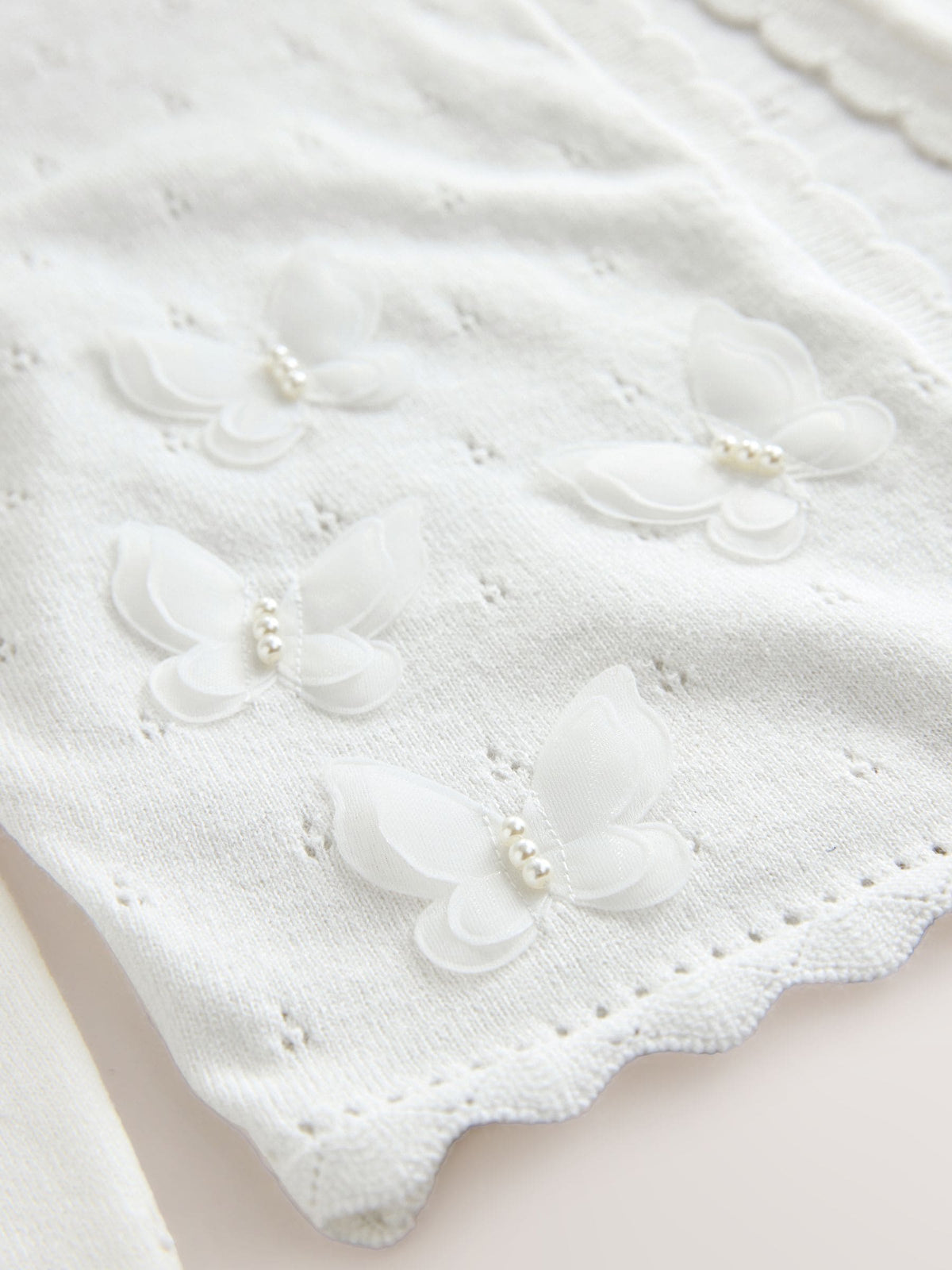 Dsiney Kidz - White Occasion Bridesmaid Knitted Butterfly Pointelle Cardigan Shrug (3-16yrs) image 8