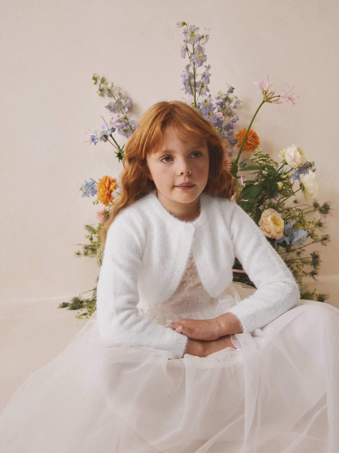 Dsiney Kidz - White Occasion Bridesmaid Knitted Fluffy Cardigan Shrug (12mths-16yrs) image 1