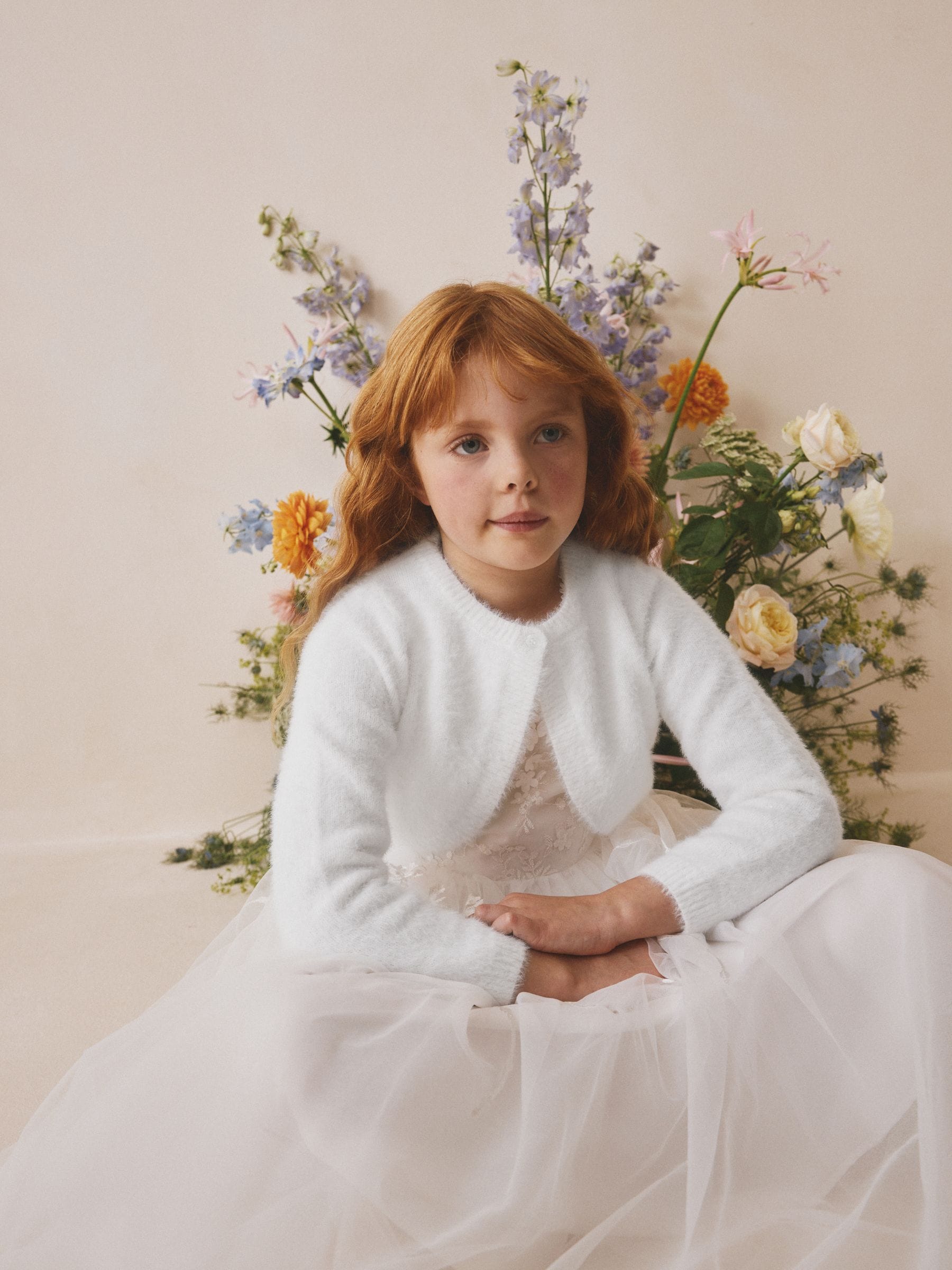 Dsiney Kidz - White Occasion Bridesmaid Knitted Fluffy Cardigan Shrug (12mths-16yrs) image 1