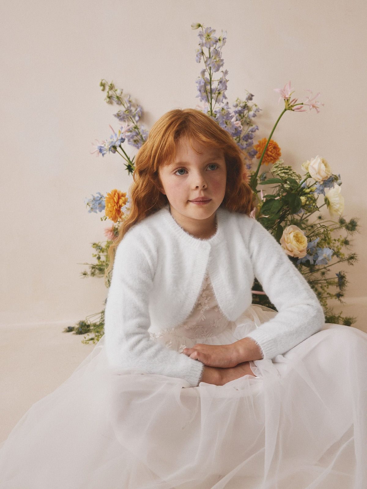 Dsiney Kidz - White Occasion Bridesmaid Knitted Fluffy Cardigan Shrug (12mths-16yrs) image 1
