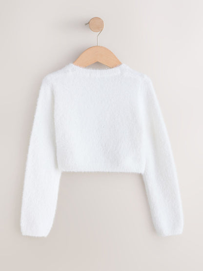 Dsiney Kidz - White Occasion Bridesmaid Knitted Fluffy Cardigan Shrug (12mths-16yrs) image 5