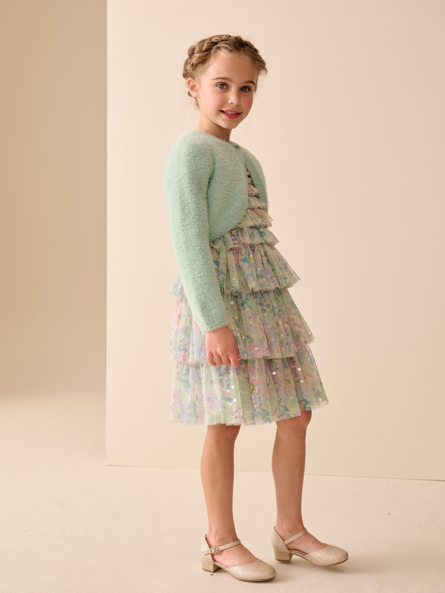 Dsiney Kidz - Teal Occasion Bridesmaid Knitted Fluffy Cardigan Shrug (12mths-16yrs) image 1