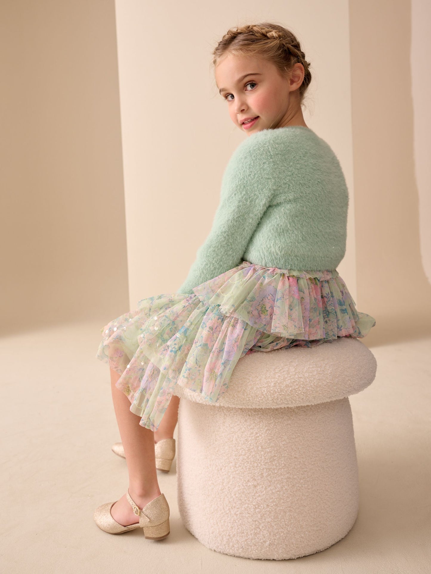 Dsiney Kidz - Teal Occasion Bridesmaid Knitted Fluffy Cardigan Shrug (12mths-16yrs) image 3