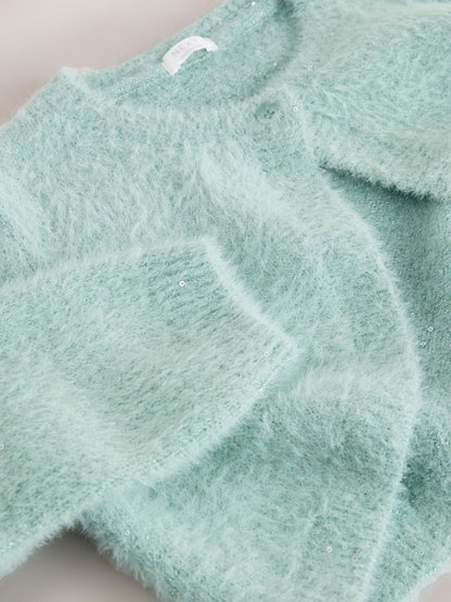 Dsiney Kidz - Teal Occasion Bridesmaid Knitted Fluffy Cardigan Shrug (12mths-16yrs) image 8