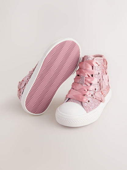 Pink Glitter Butterfly High Top Trainers image 4