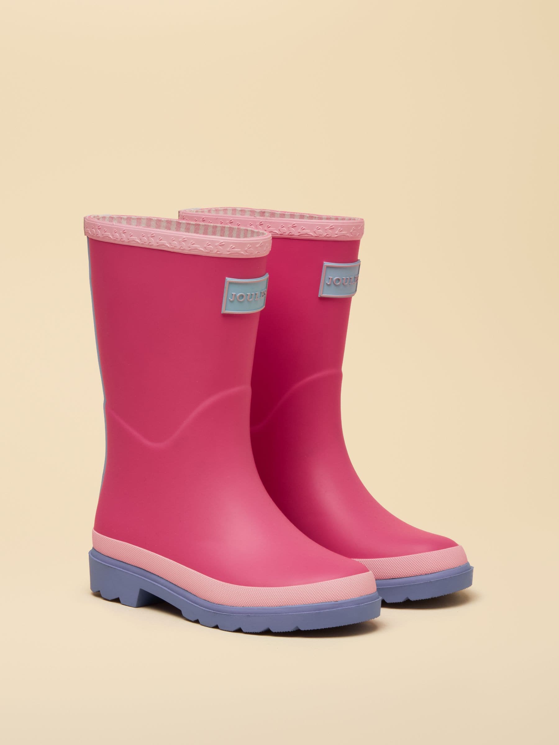 Joules Kids' Pink & Blue Colourblock Wellies image 1