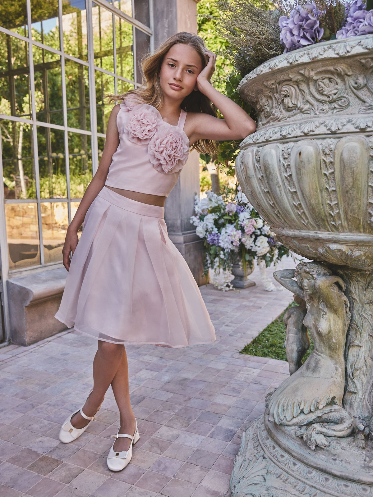 Baker by Ted Baker 2 Piece Organza One-Shoulder Corsage Top & Skirt Set image 4
