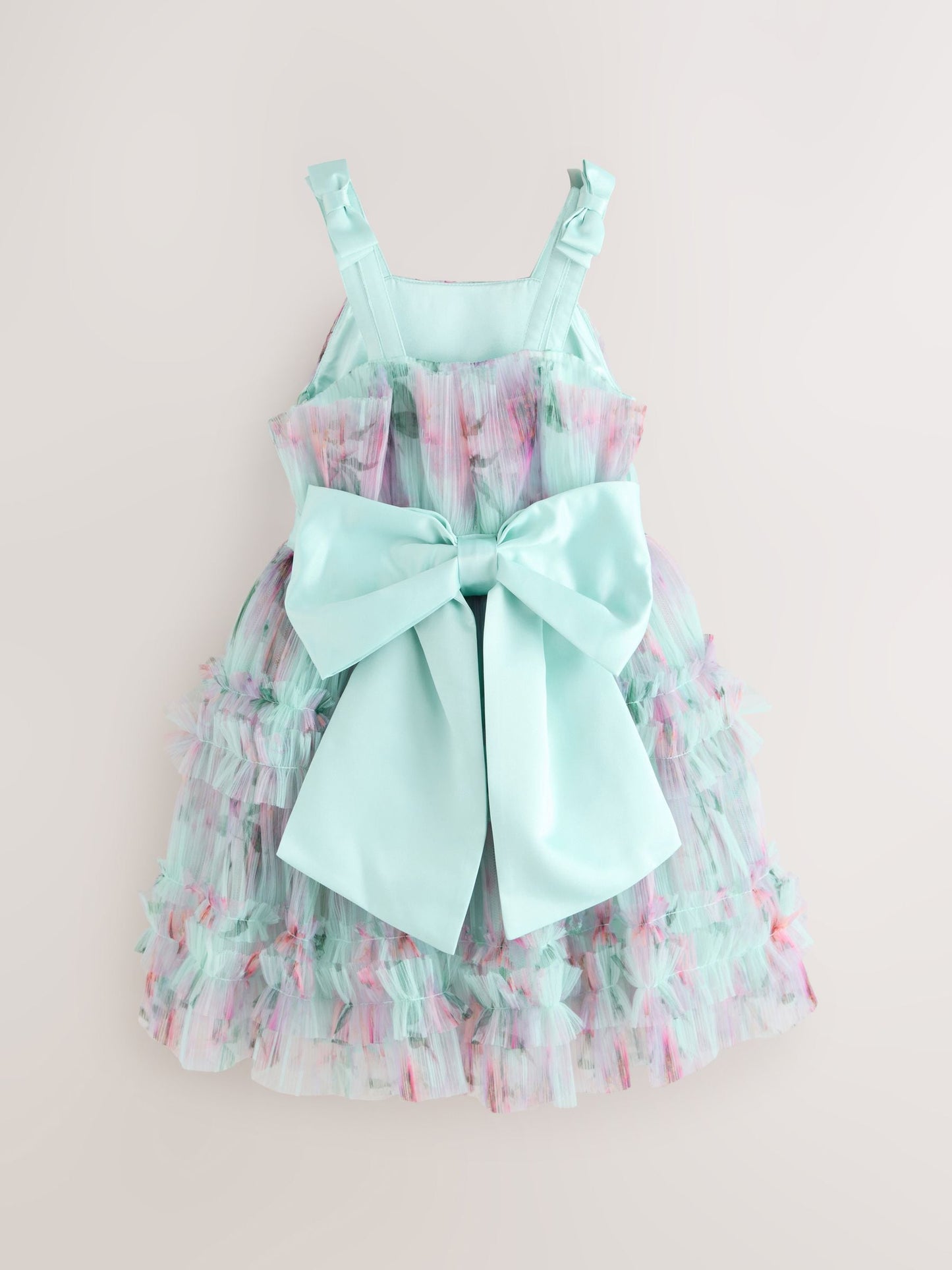 Baker by Ted Baker Mint Green Crinkle Mesh Tiered Bow Back Dress image 9