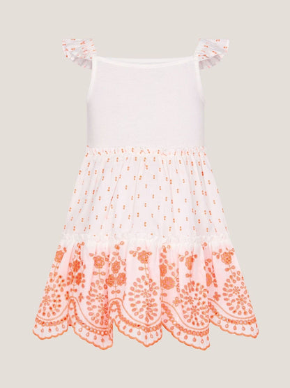 Monsoon Orange Baby Broderie Tiered Sundress image 2
