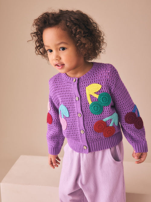 Dsiney Kidz - Purple Cherry Crochet Cardigan (3mths-7yrs) image 1